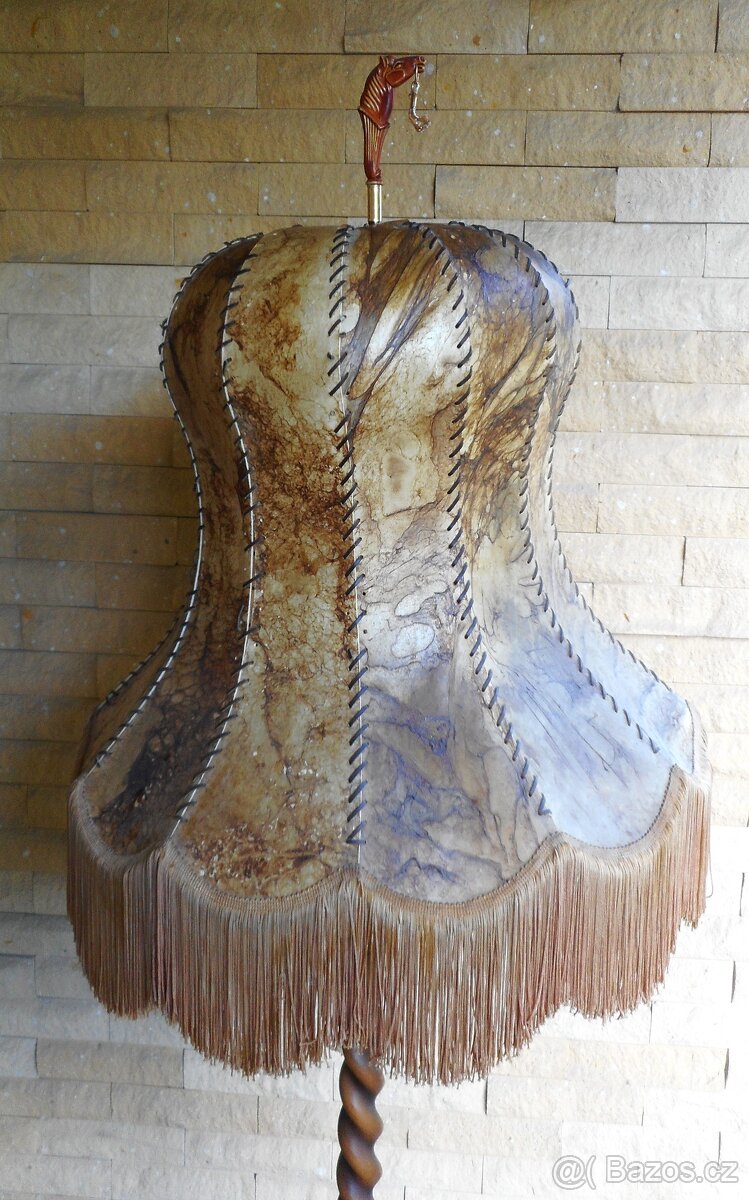 stojací lampa se stínidlem z kůže - 2