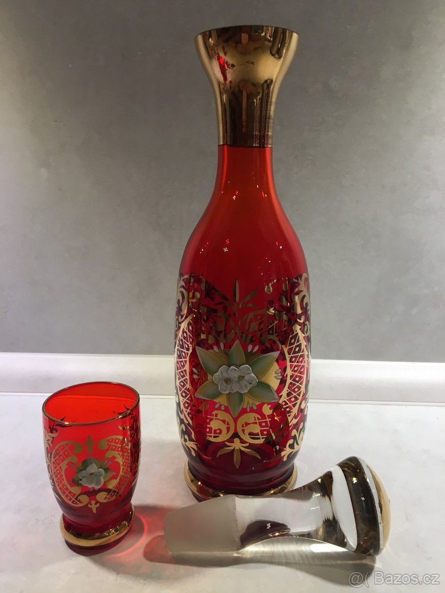 Borské sklo, likérová souprava - 2