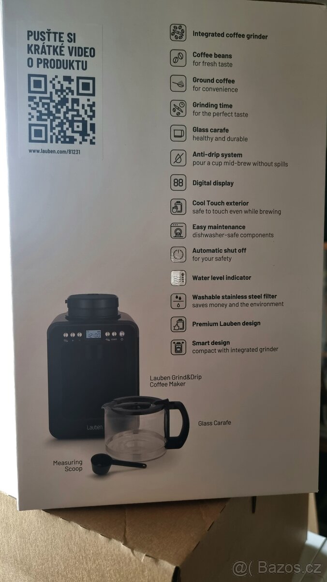 Nový Kávovar s mlýnkem Lauben 600BB černý - 2