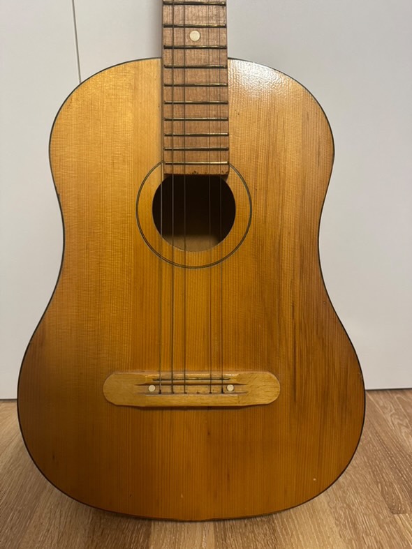 Stará dřevěná kytara 3/4 -Rovný krk, Vintage vzhled - 2