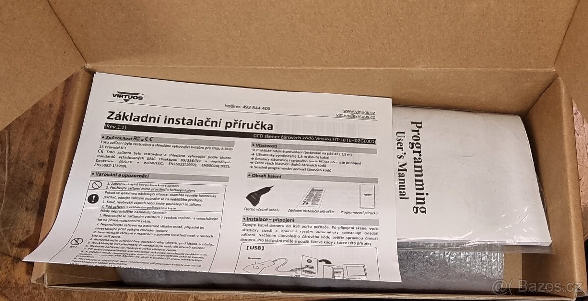 Čtečka čárových kodu VIRTUOS HT-10, USB, černá nová,záruka - 2