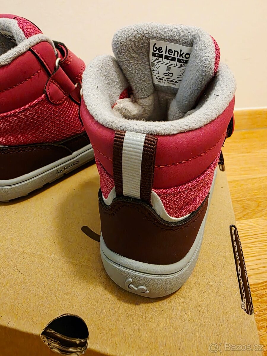Dětské zimní barefoot boty Be Lenka Zippu Preschool (Berry/G - 2