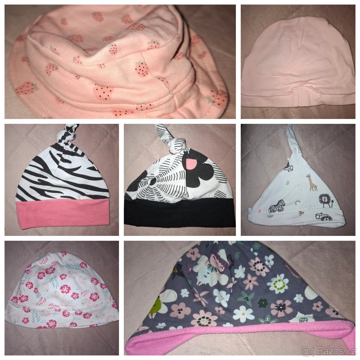 Čepičky vel. newborn/novorozenci - 2