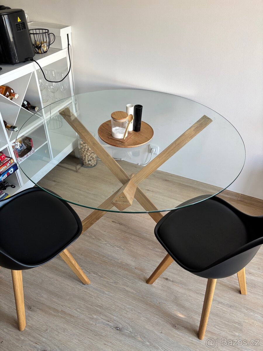 Stůl kulatý + 2x židle set - 2