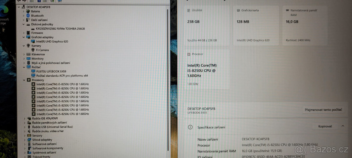 Fujitsu, i5-8250u 4/8x 3,40GHz, 16GB DDR4, 256GB SSD, WIN11 - 2