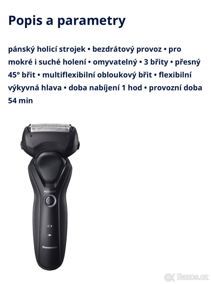 Prodám pánský holicí strojek PANASONIC - 2