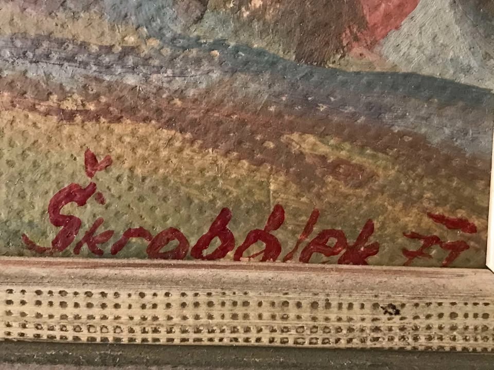 Starý obraz malíře Škrobálka z roku 1971 - 2