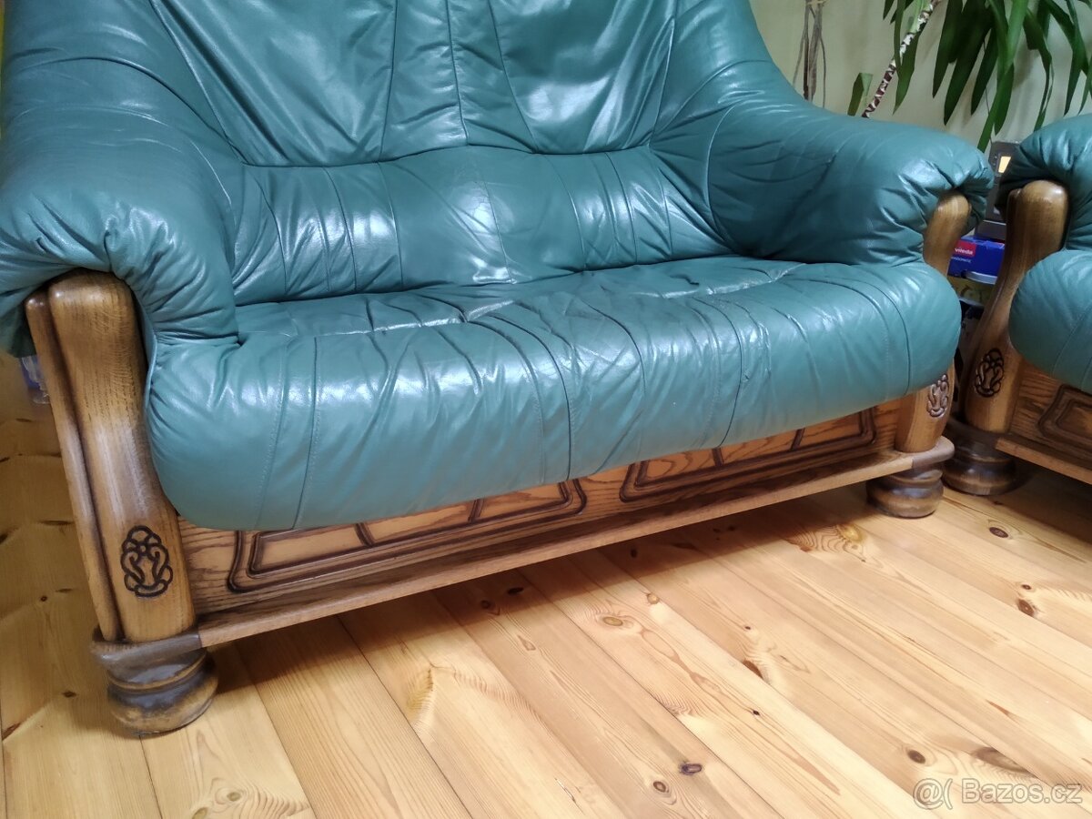 Dubová kožená souprava 3+2+1. - 2