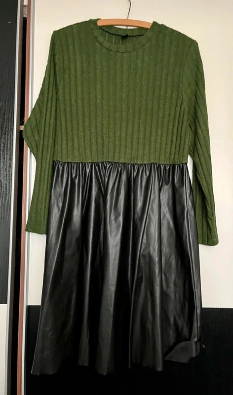Šaty s koženkovou sukní vel. 48 - 2