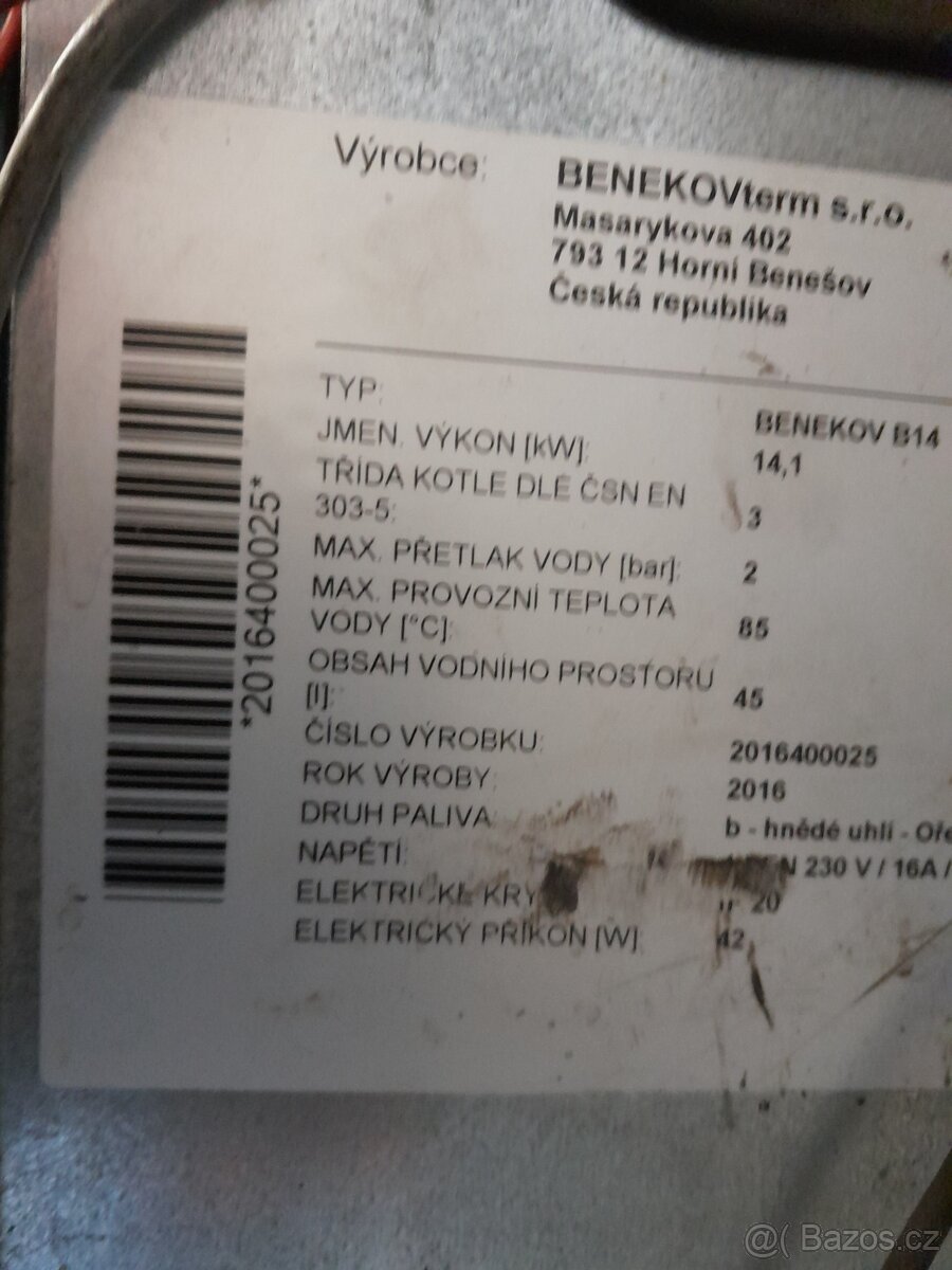 Benekov 14 automat uhlí pelety - 2