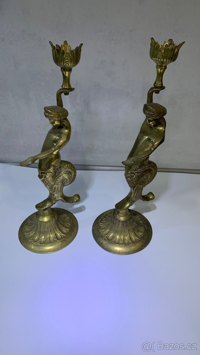 Mosazné svícny Art Deco 60.léta - 2