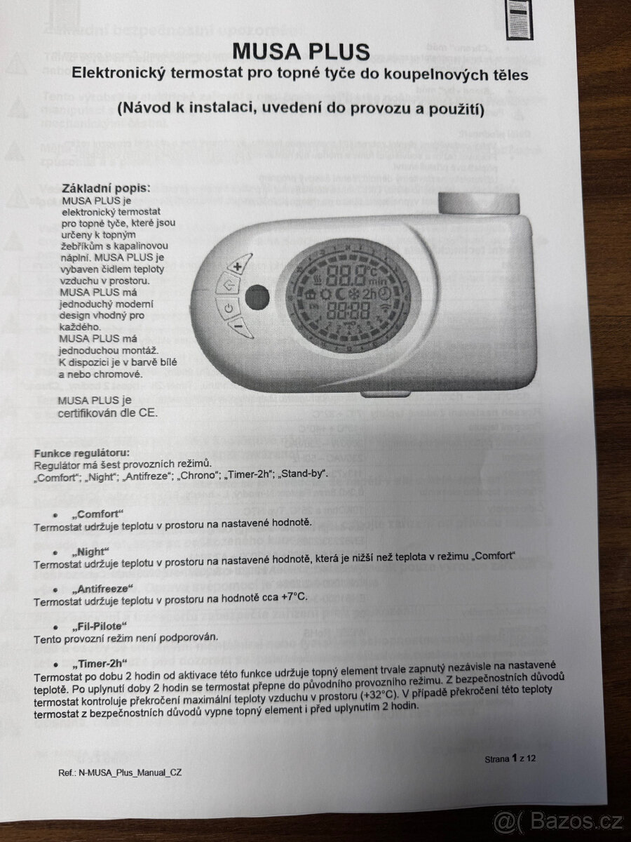 Topná tyč do žebříku MUSA PLUS bílá - 2