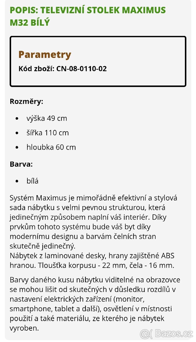 NOVÝ TV stolek MAXIMUS M32, bílý - 2