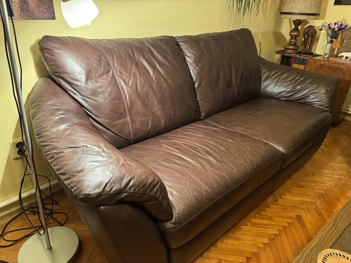 Kožená sedačka - pravá kůže, pohodlná, zachovalá - 2