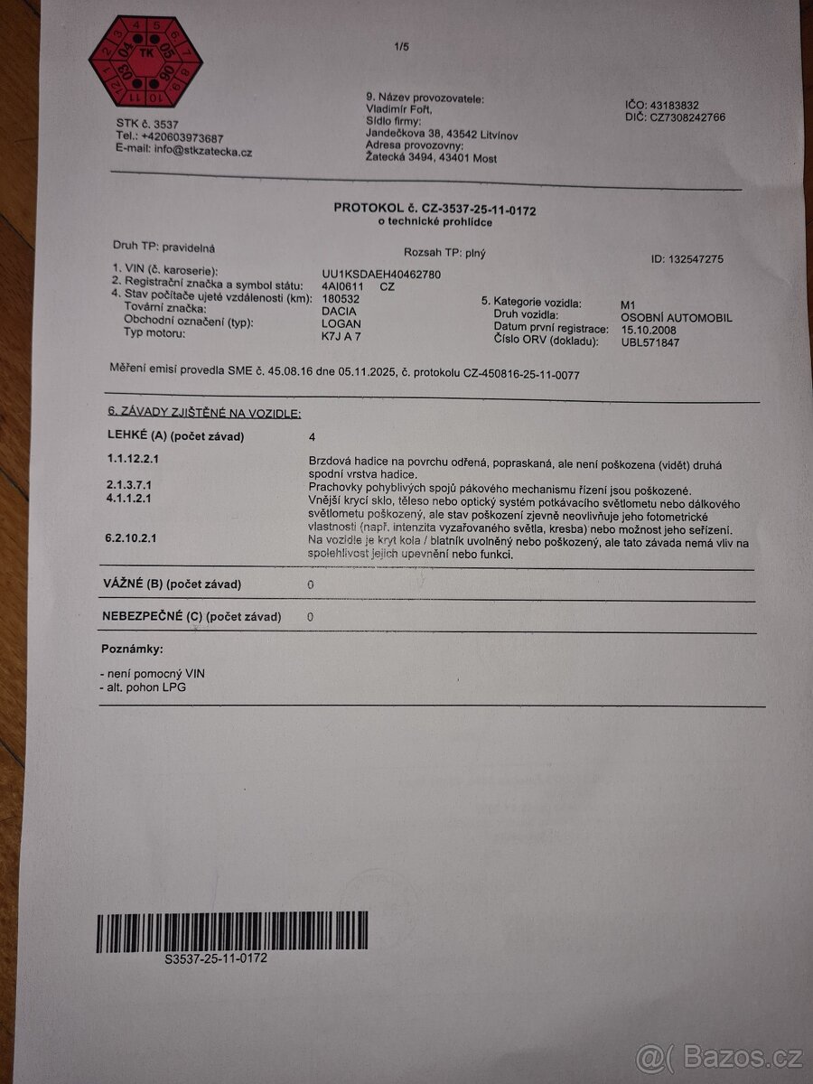 Nová STK.Dacia Logan Combi 1.4 LPG najeto 180tis - 2