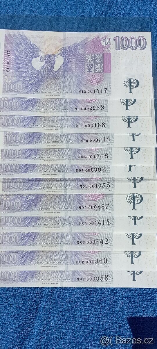 1000 Kč s přítiskem, kompletní sada série M01-M24 - 2