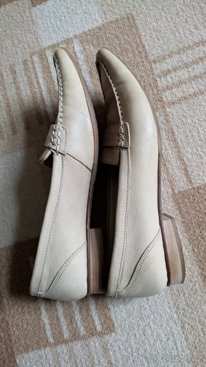 Kožené mokasíny béžové - 2