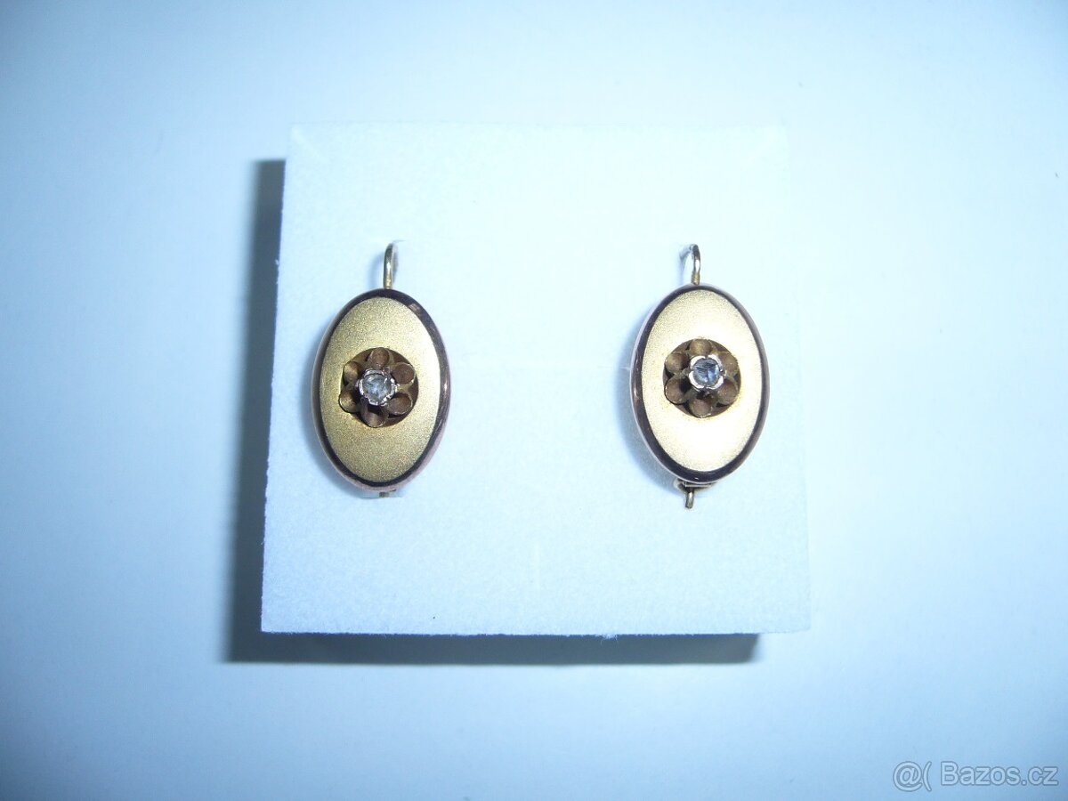 ZLATÉ STAROŽITNÉ NÁUŠNICE S DIAMANTY-MONARCHIE - 2