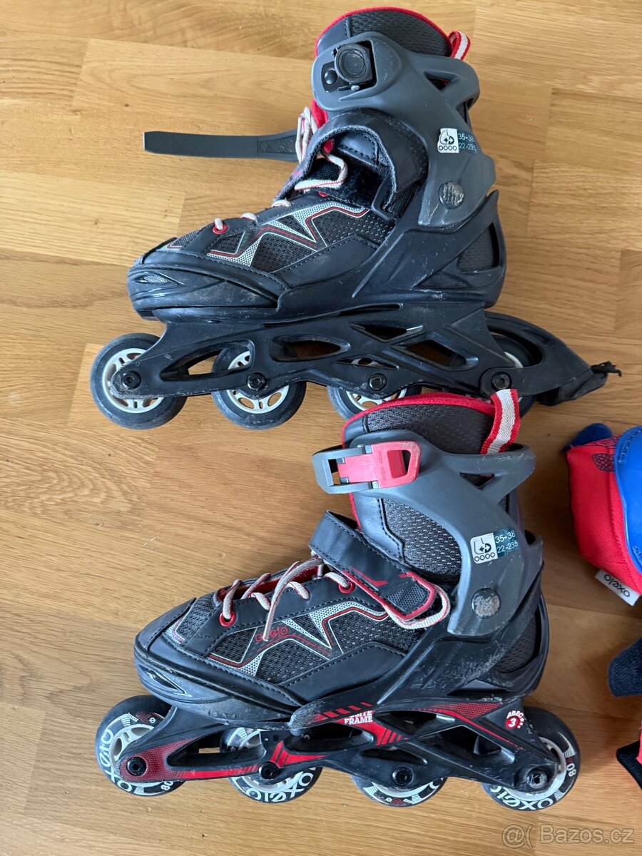 Dětské kolečkové brusle nastavitelné 35-38 vc. Chráničů - 2