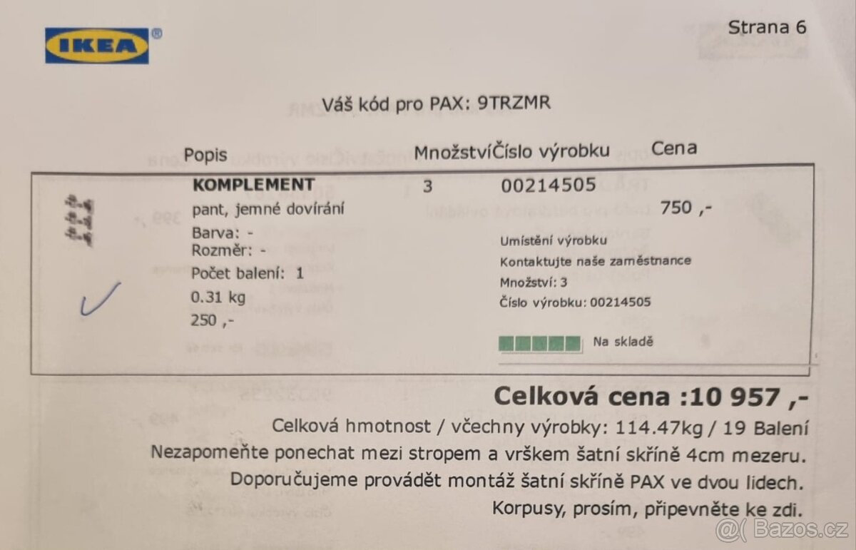 Nabízím k prodeji krásnou bílou nepoužitou šatní skříň - 2