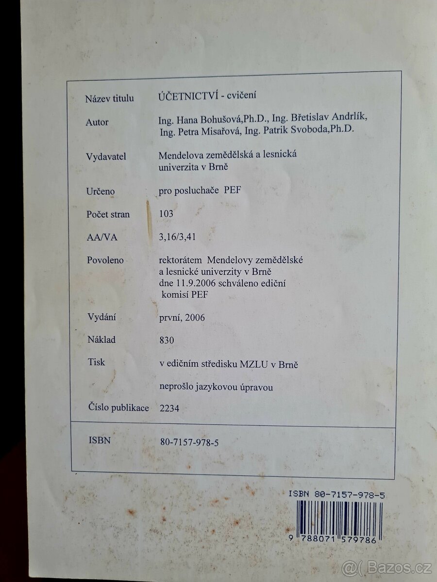 Skripta Účetnictví Cvičení - Bohušová, Andrlík,... Mendelka - 2