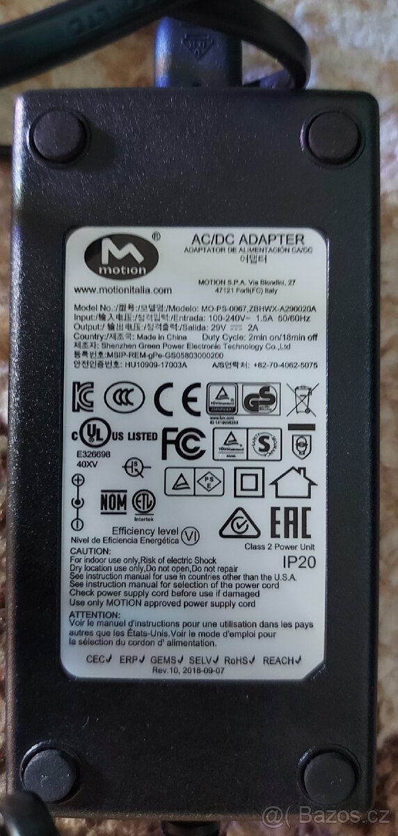 napájecí adaptér AC/DC značky Motion pro křesla - 2