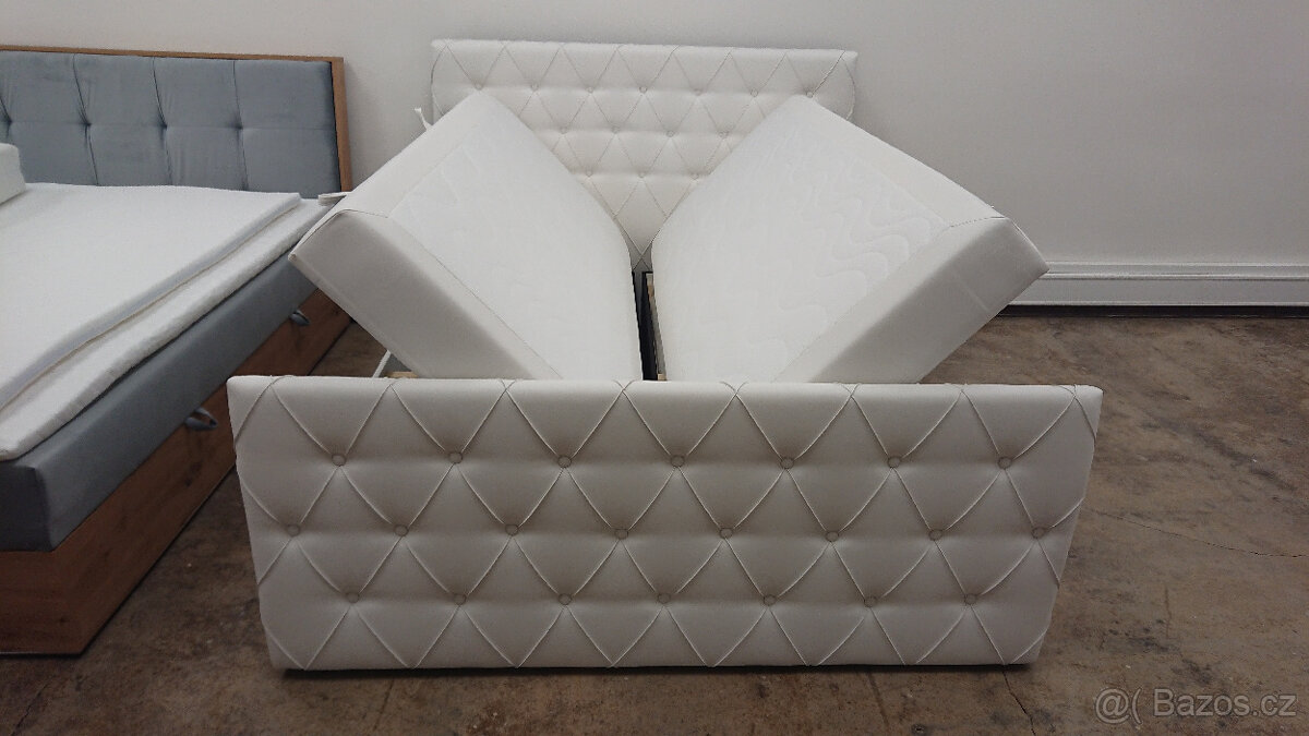 Nová bílá boxspring postel AMAY KING 160x200 cm - 2