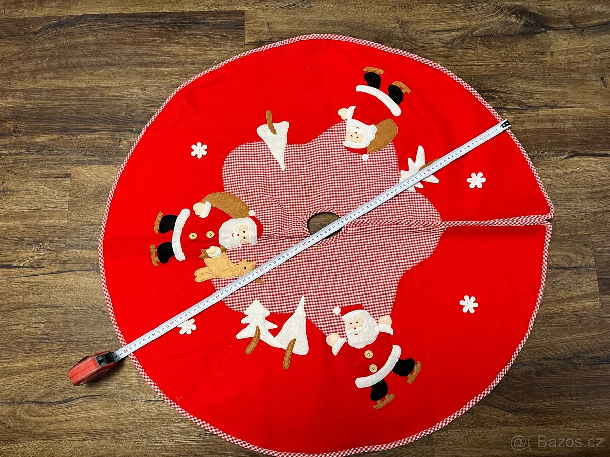 Vánoční látkový koberec pod vánoční stromeček - červený - 2
