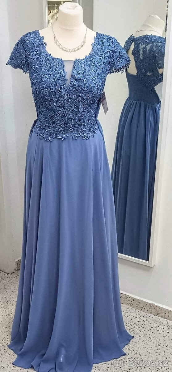 NOVÉ plesové šaty KRAJKOVÉ MODRÉ - 2