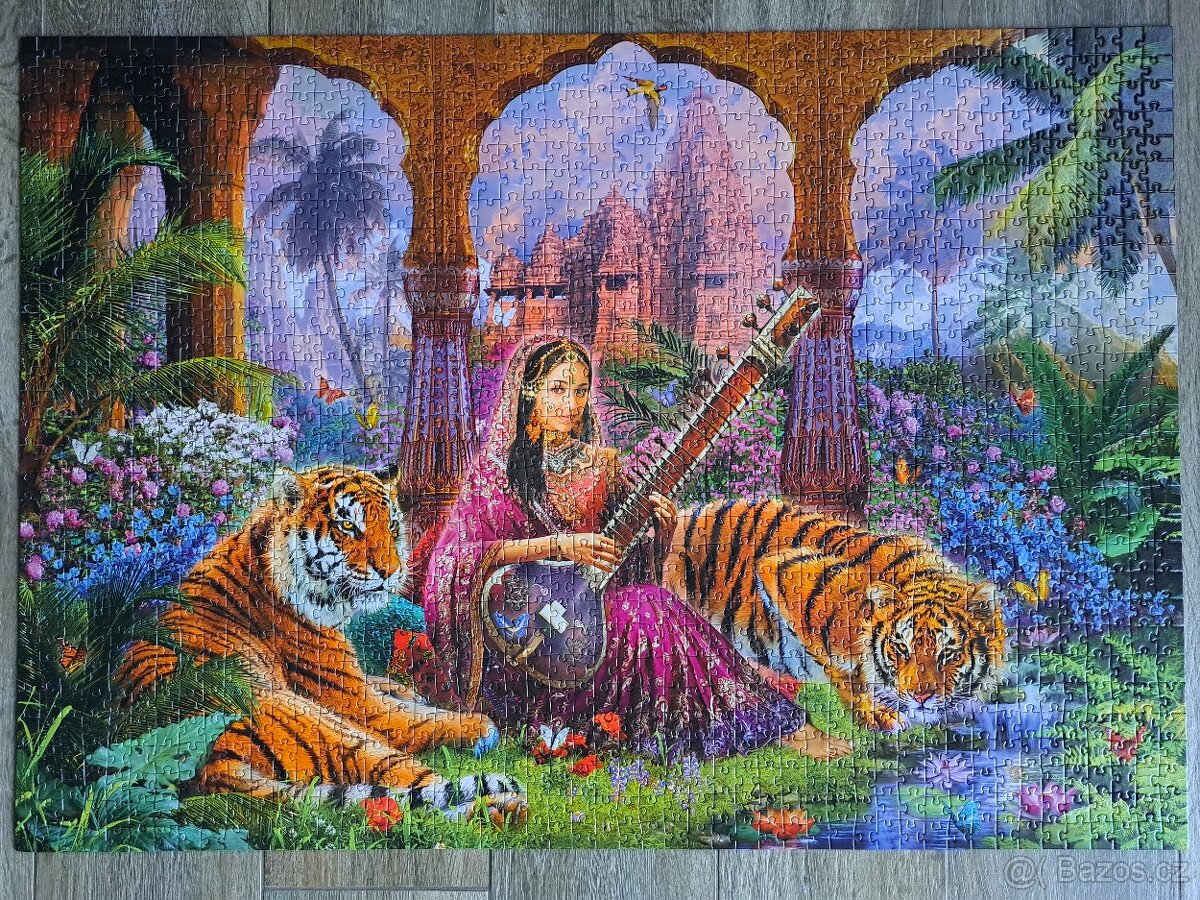 Puzzle 1500 Dino/Dívka s tygry - 2