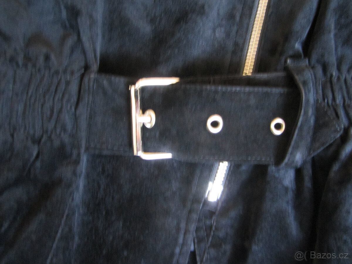 Černá bunda do pasu, vel. S/M/L, vzhled semiše - 2