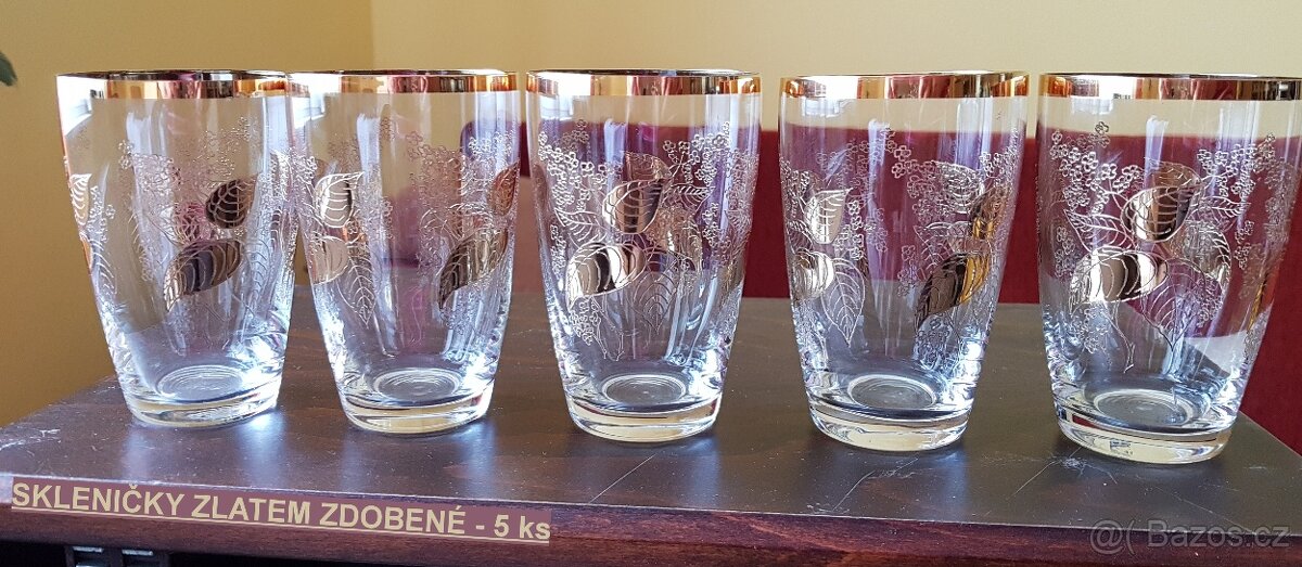 sklenice zlatem zdobené - 2