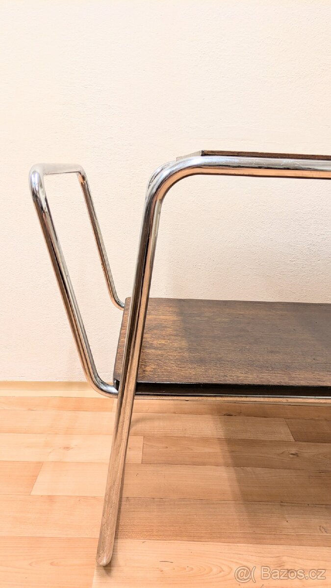 Funkcionalismus - starožitný servírovací stolek - chrom - 2