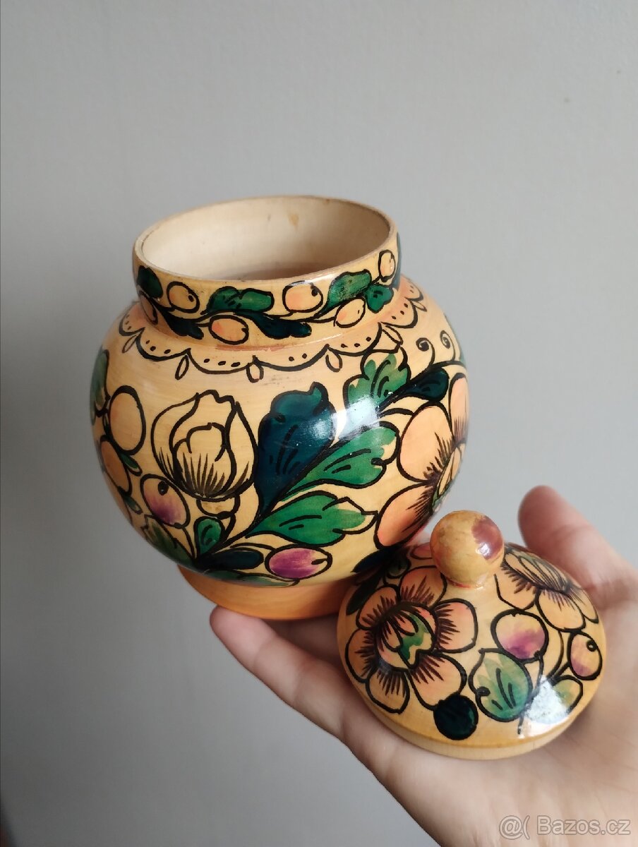 Retro dřevěná dóza / šperkovnice - 2