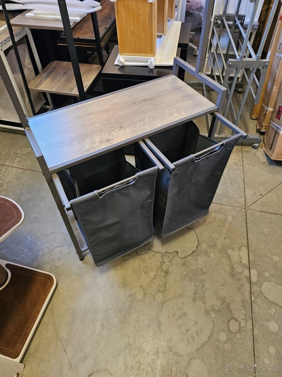 Nový koš na prádlo 2x46 litrů se šatní tyčí - 2