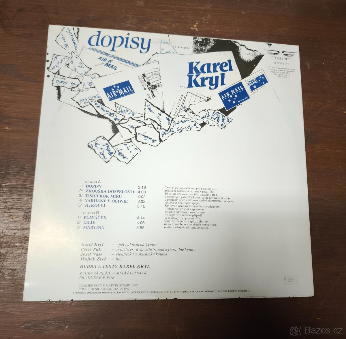 LP Karel Kryl - Dopisy TOP STAV, Lp nepoužité - 2