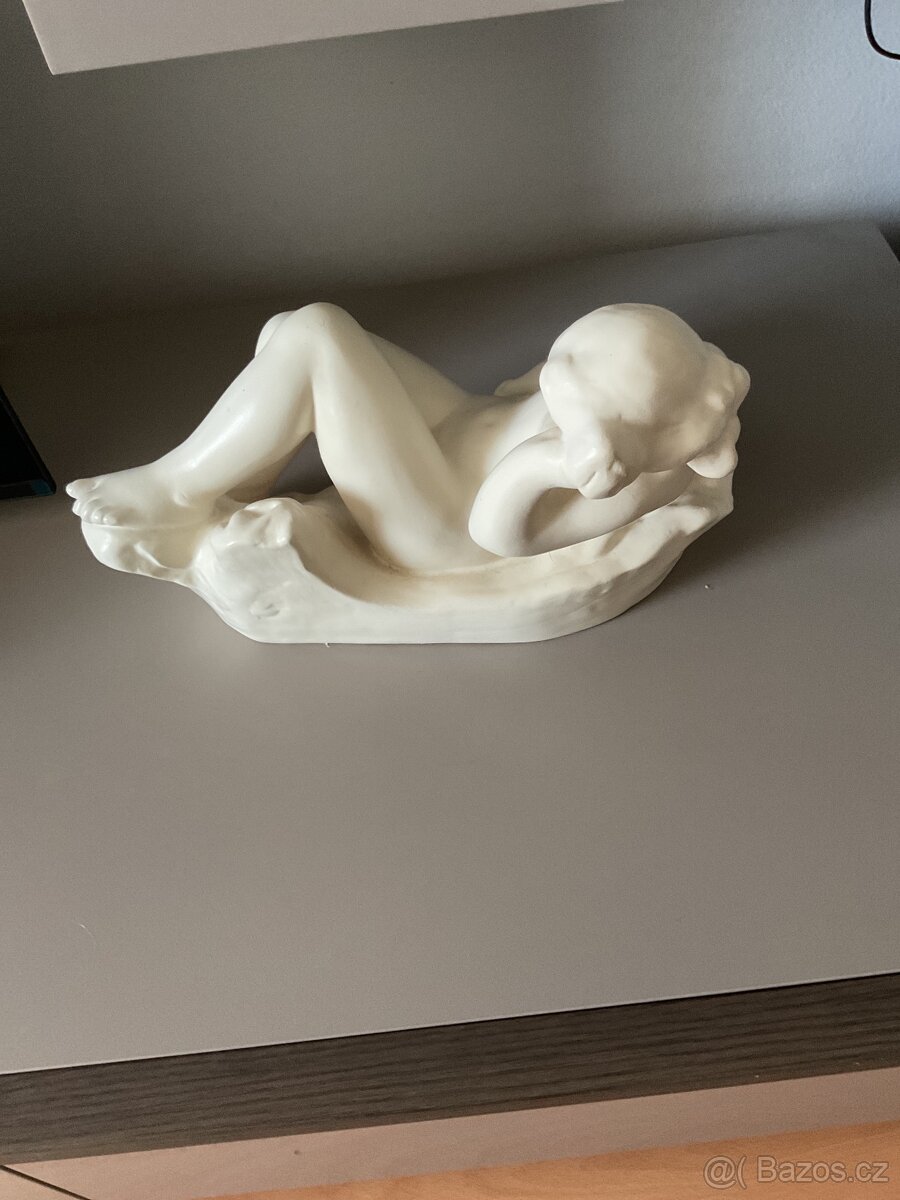 Soška akt velký starozitny 37 cm délka - 2