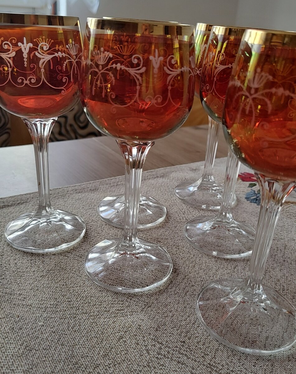 STARÉ SKLENICE NA VÍNO 6KS SKLENICE NA LIKER 6 KS - 2