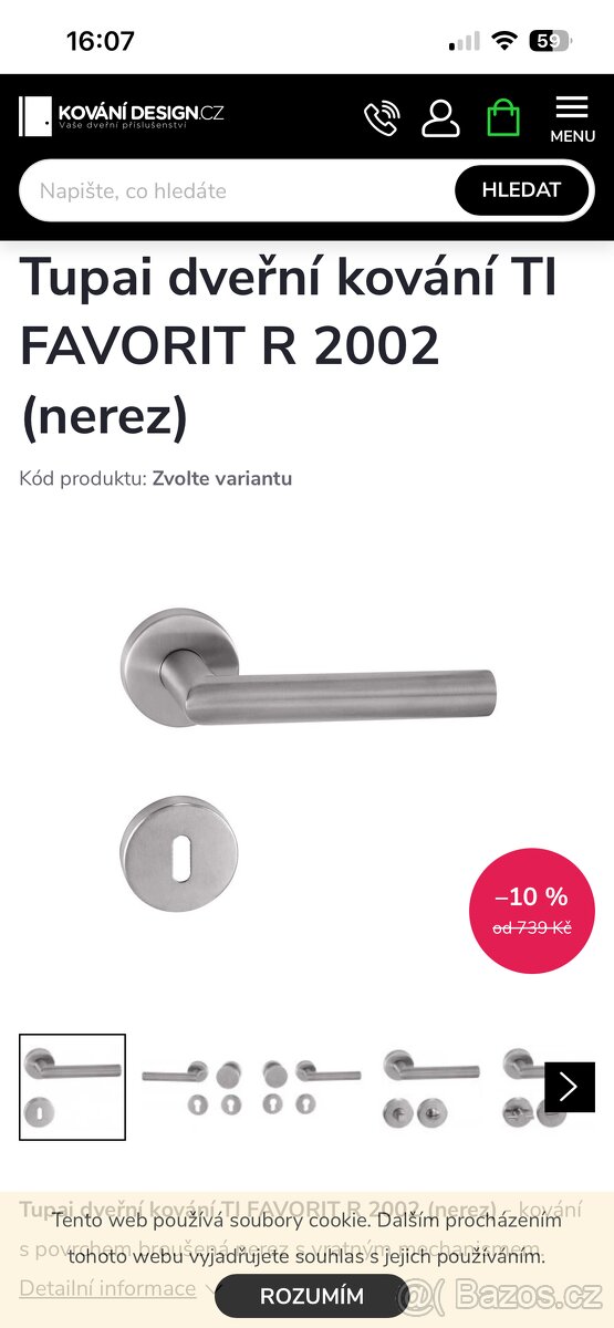 Dveřní kování Tupai, broušený nerez - 2