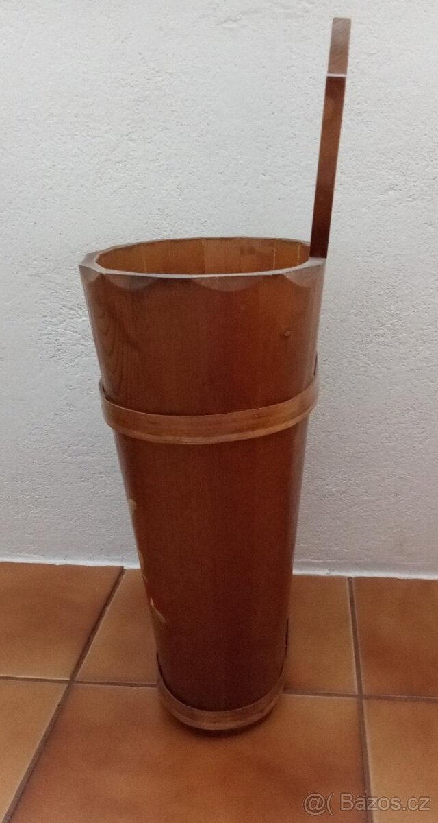 Starožitné dřevěné malované vědro - 2