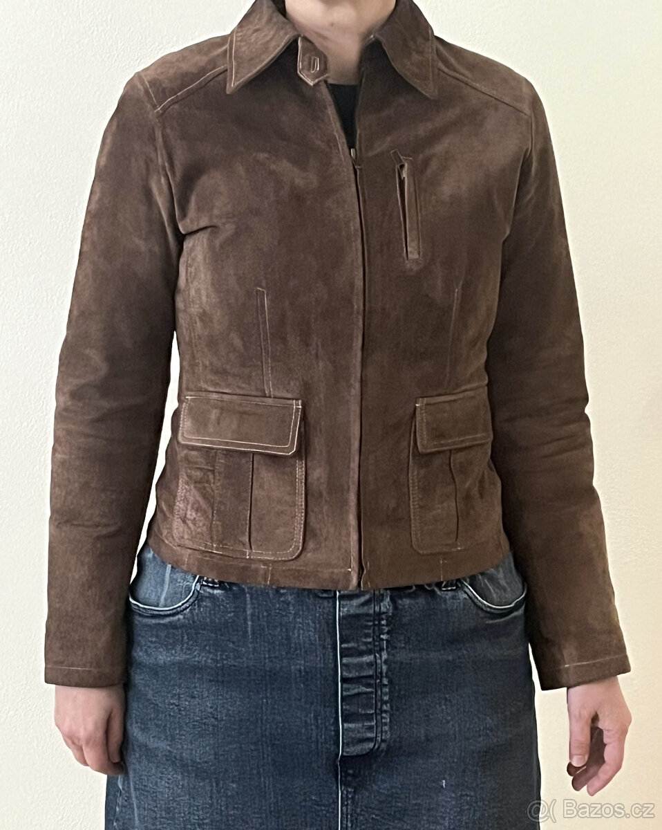 dámská hnědá kožená bunda Gipsy - pravá velurová kůže - 2