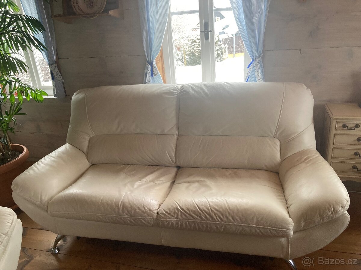 Bílá kožená sedací souprava 3+2+1 - 2