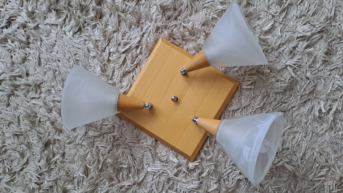 Stropní svítidlo, 3 žárovky, mléčné sklo - 2