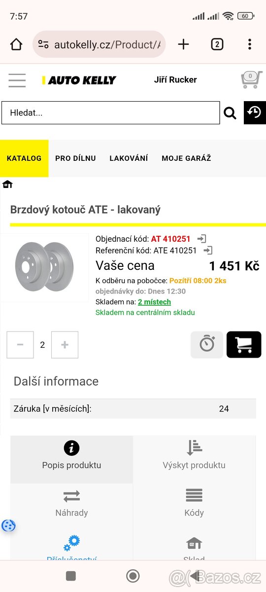 Brzdové kotouče Opel Astra G ATE - 2