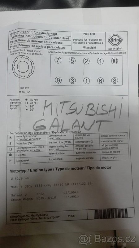 Těsnění hlavy válců - Mitsubishi Galant - 2