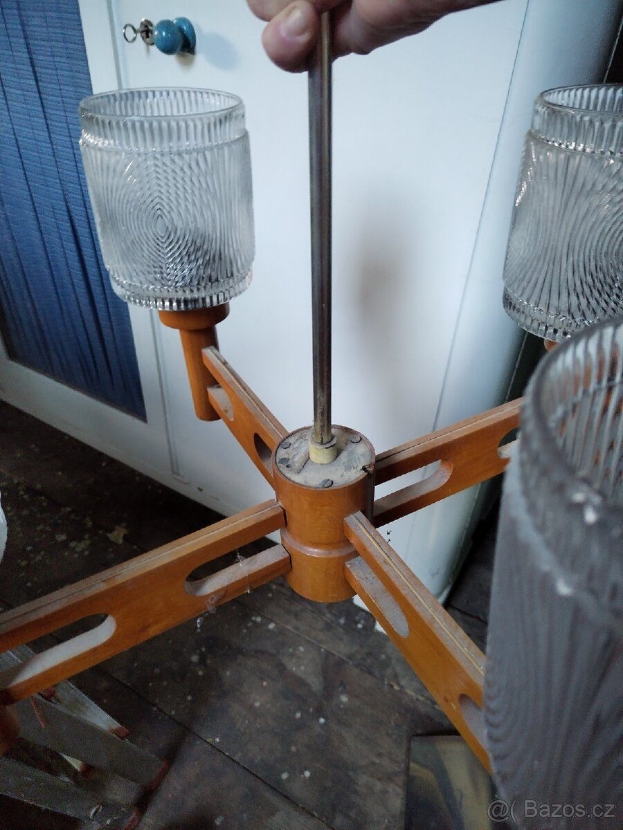 Retro dřevěný lustr - 2