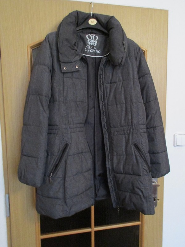 Dámská zimní péřová šedá bunda/kabát delší 44/46 - 2