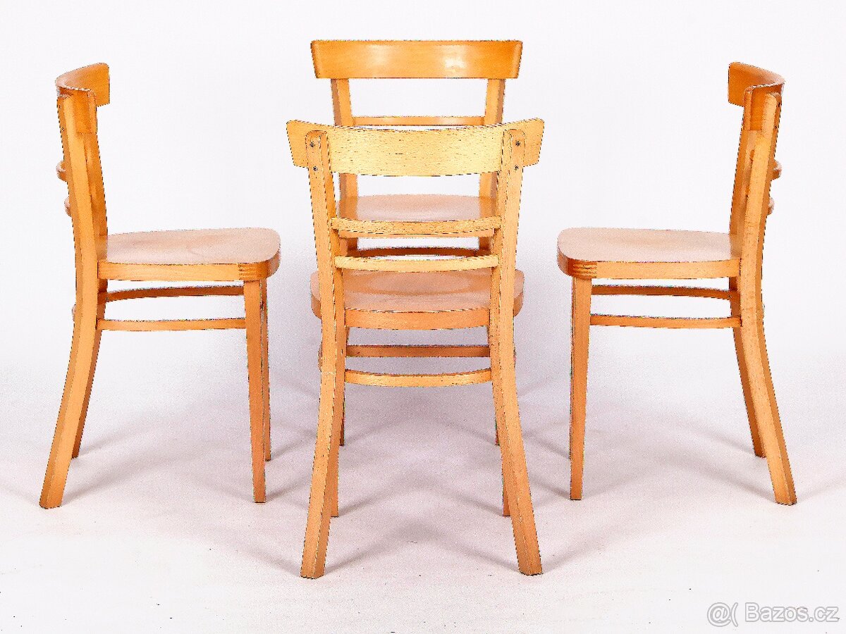 Zachovalé jídelní židle TON, 4 ks, buk. - 2