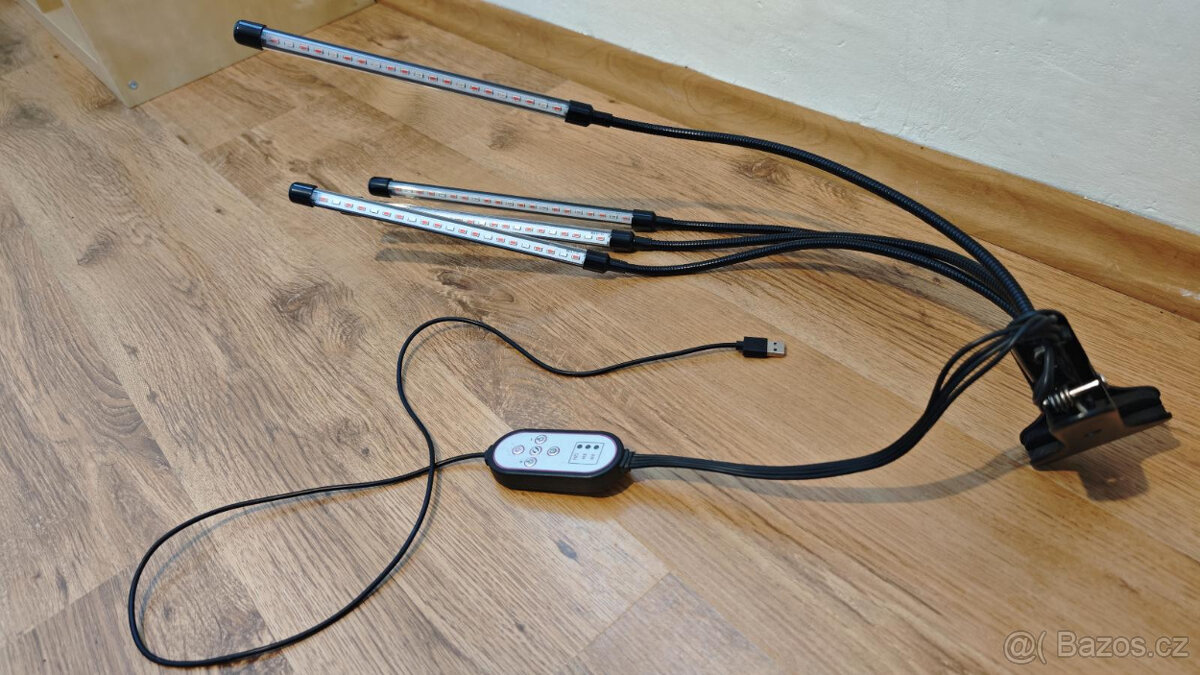 LED lampička s klipem pro pěstování rostlin 4 hlavy - 2