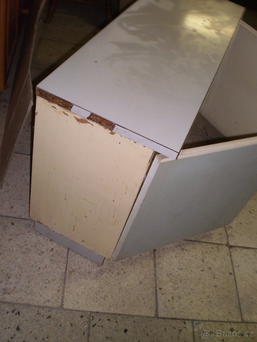 skříňka - retro - lavička na boty - barva šedá r.1970 - 2